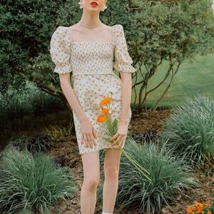 Petite Studio Puff Sleeve Floral Mini Dress